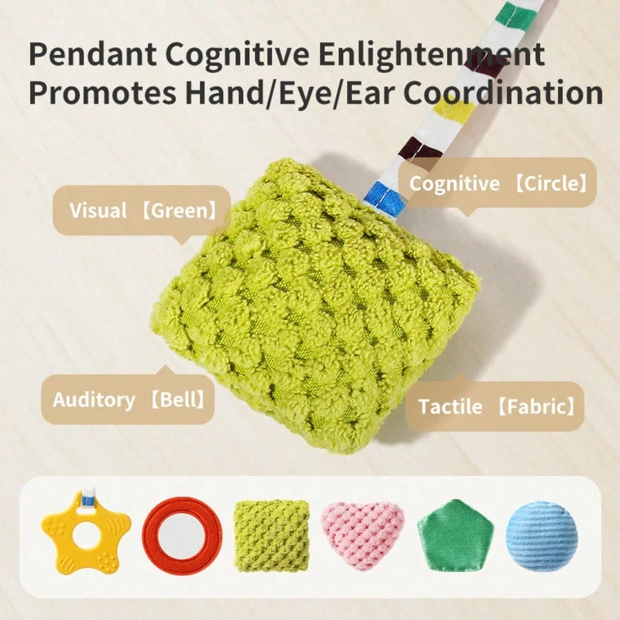 1pc Baby Activity Pull Cord Hanging Toy, Infant Car Seat And Stroller Toy, Suitable For Stroller, Car Seat, Crib, Gym, Includes Teether, Rattle, Mirror, Suitable For Bedtime Play And Motor Skill Devel