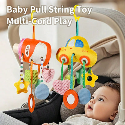 1pc Baby Activity Pull Cord Hanging Toy, Infant Car Seat And Stroller Toy, Suitable For Stroller, Car Seat, Crib, Gym, Includes Teether, Rattle, Mirror, Suitable For Bedtime Play And Motor Skill Devel