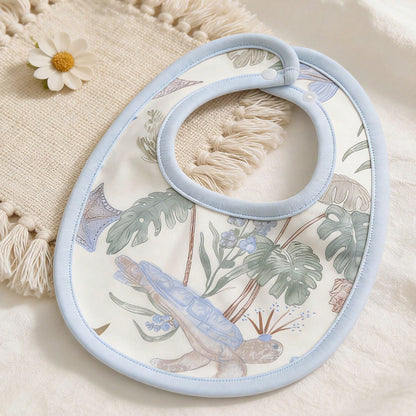 1pc Baby Bibs, Floral, Animal & Castle Pattern, Suitable For 0-12 Months Infants