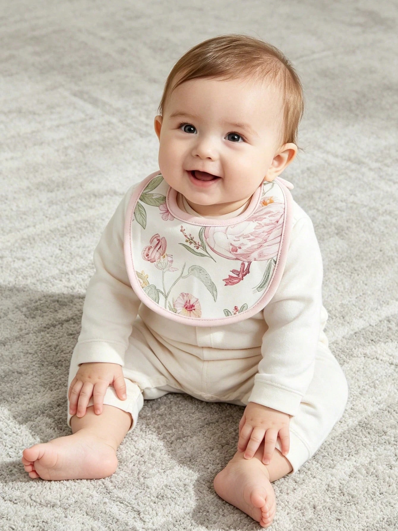 1pc Baby Bibs, Floral, Animal & Castle Pattern, Suitable For 0-12 Months Infants
