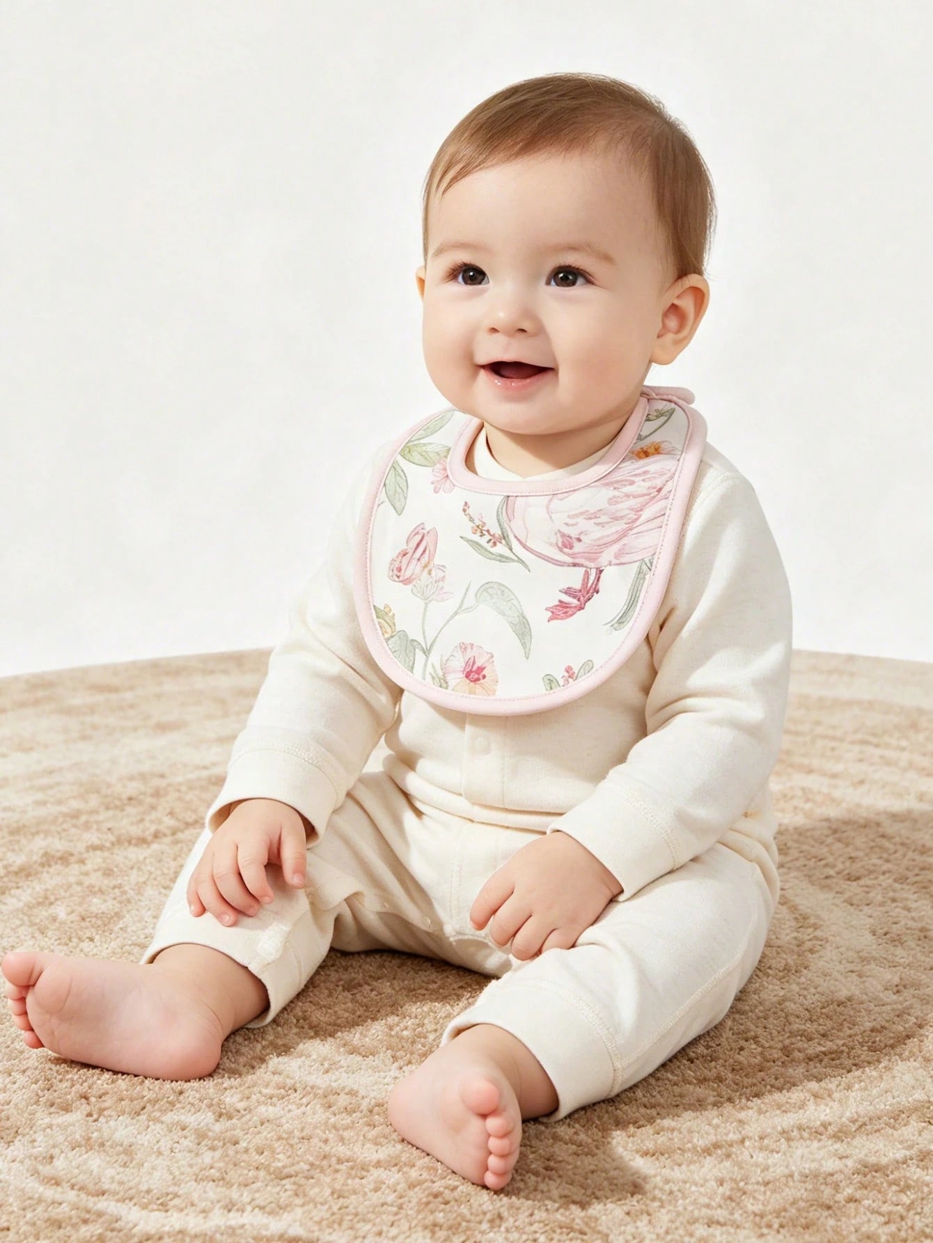 1pc Baby Bibs, Floral, Animal & Castle Pattern, Suitable For 0-12 Months Infants