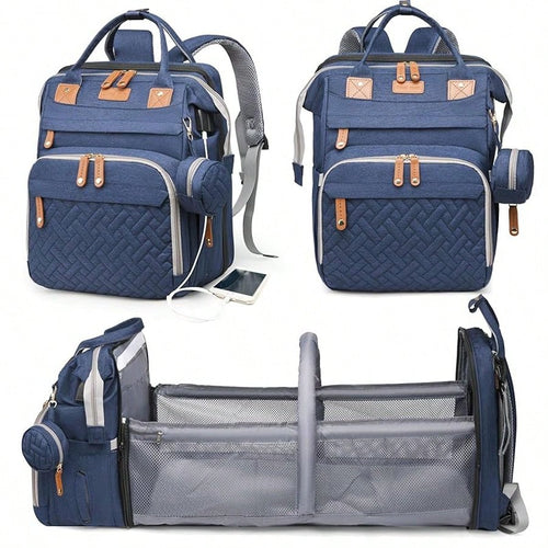 1pc Baby Diaper Bag Backpack With Changing Station, Multifunction Portable Waterproof Large Capacity Travel Baby Changing Bags, Baby Stuff Organizer, Baby Registry Search, Baby Diaper Bags For Boys &