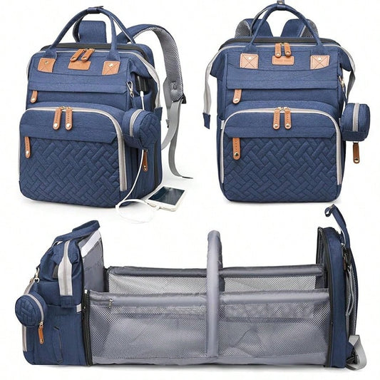 1pc Baby Diaper Bag Backpack With Changing Station, Multifunction Portable Waterproof Large Capacity Travel Baby Changing Bags, Baby Stuff Organizer, Baby Registry Search, Baby Diaper Bags For Boys &