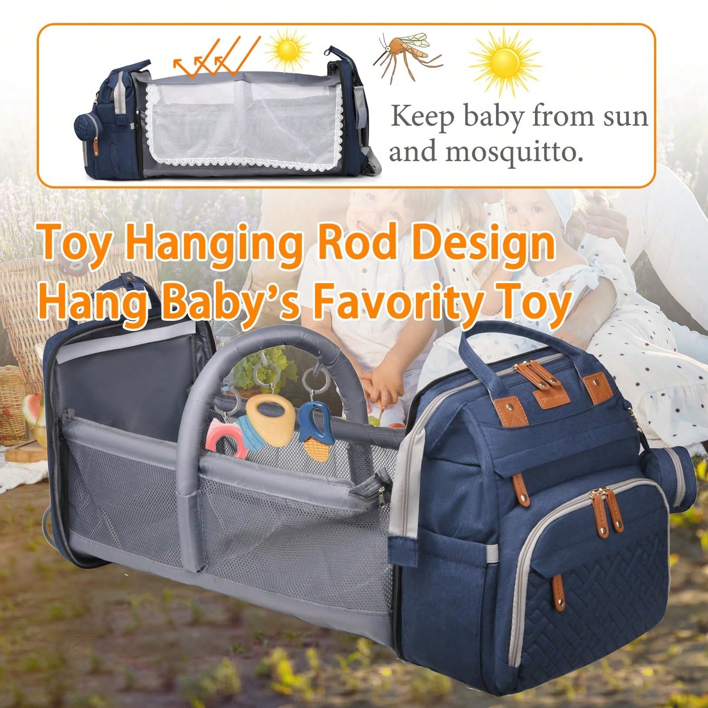 1pc Baby Diaper Bag Backpack With Changing Station, Multifunction Portable Waterproof Large Capacity Travel Baby Changing Bags, Baby Stuff Organizer, Baby Registry Search, Baby Diaper Bags For Boys &