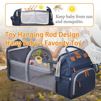 1pc Baby Diaper Bag Backpack With Changing Station, Multifunction Portable Waterproof Large Capacity Travel Baby Changing Bags, Baby Stuff Organizer, Baby Registry Search, Baby Diaper Bags For Boys &