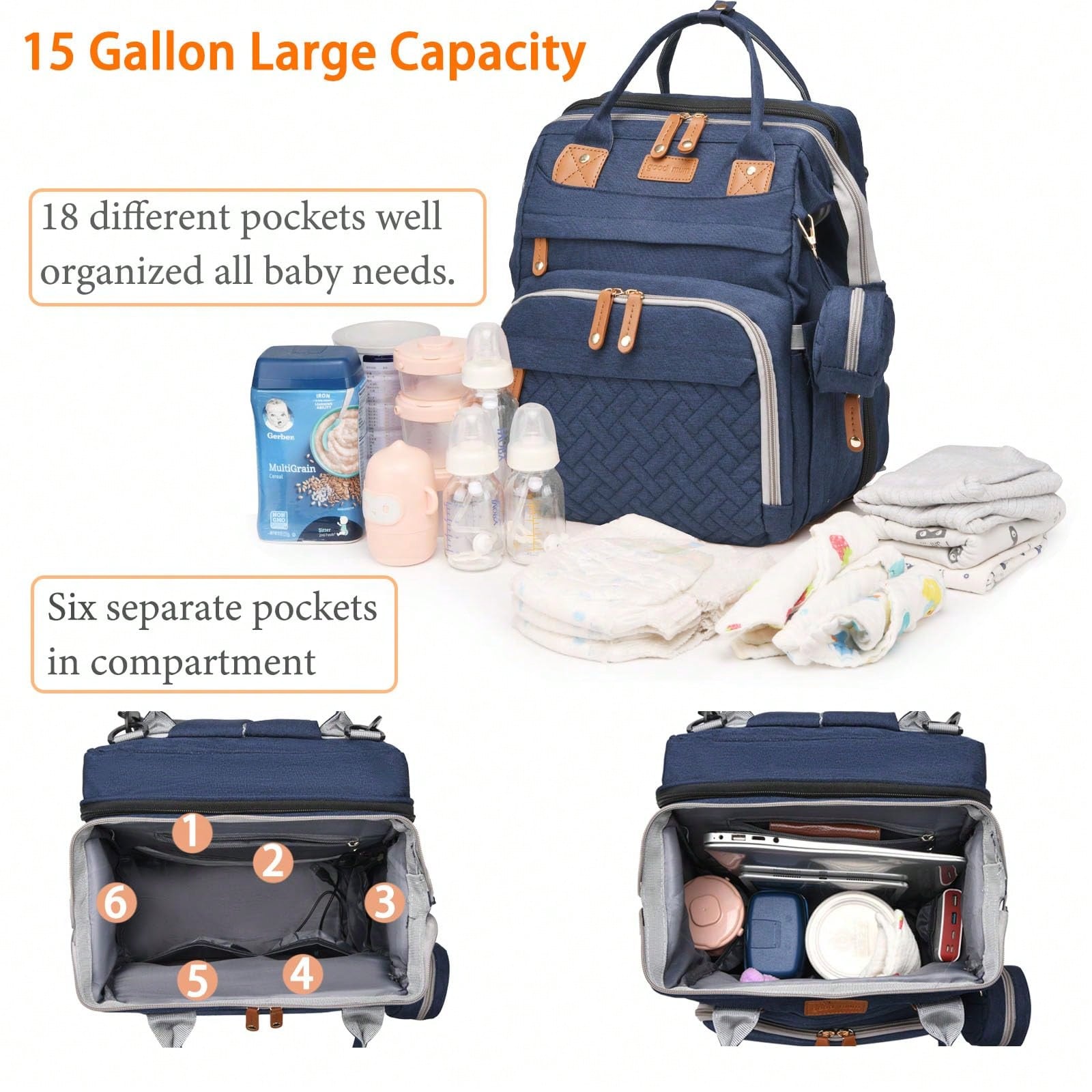 1pc Baby Diaper Bag Backpack With Changing Station, Multifunction Portable Waterproof Large Capacity Travel Baby Changing Bags, Baby Stuff Organizer, Baby Registry Search, Baby Diaper Bags For Boys &