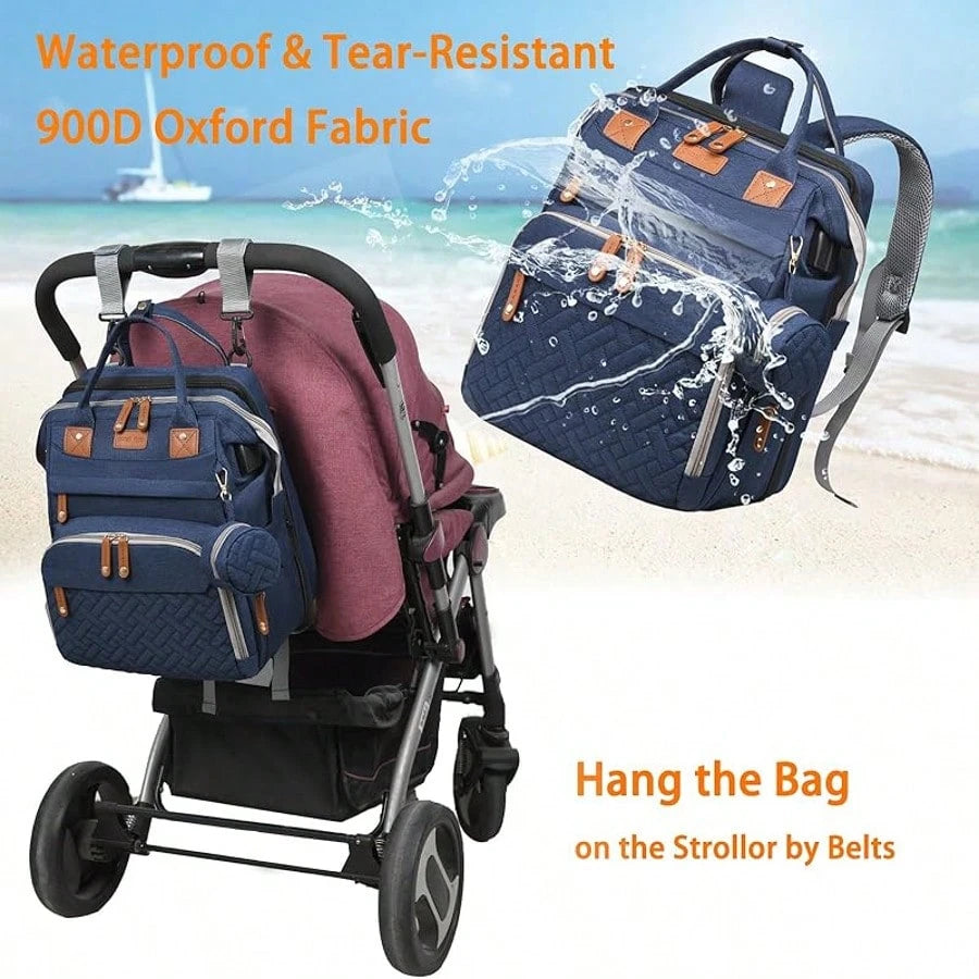 1pc Baby Diaper Bag Backpack With Changing Station, Multifunction Portable Waterproof Large Capacity Travel Baby Changing Bags, Baby Stuff Organizer, Baby Registry Search, Baby Diaper Bags For Boys &
