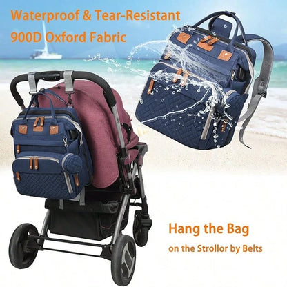 1pc Baby Diaper Bag Backpack With Changing Station, Multifunction Portable Waterproof Large Capacity Travel Baby Changing Bags, Baby Stuff Organizer, Baby Registry Search, Baby Diaper Bags For Boys &