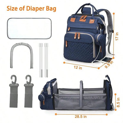 1pc Baby Diaper Bag Backpack With Changing Station, Multifunction Portable Waterproof Large Capacity Travel Baby Changing Bags, Baby Stuff Organizer, Baby Registry Search, Baby Diaper Bags For Boys &