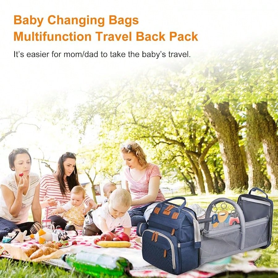 1pc Baby Diaper Bag Backpack With Changing Station, Multifunction Portable Waterproof Large Capacity Travel Baby Changing Bags, Baby Stuff Organizer, Baby Registry Search, Baby Diaper Bags For Boys &