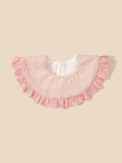 1pc Baby Princess Lace Flower Bibs, High-Quality Wedding Season Teething Drool Bibs, Floral Edging, Vintage Style Drool Bibs For Baby Girls, Suitable For Daily Outings And Gifts