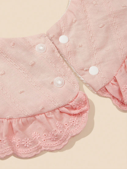 1pc Baby Princess Lace Flower Bibs, High-Quality Wedding Season Teething Drool Bibs, Floral Edging, Vintage Style Drool Bibs For Baby Girls, Suitable For Daily Outings And Gifts