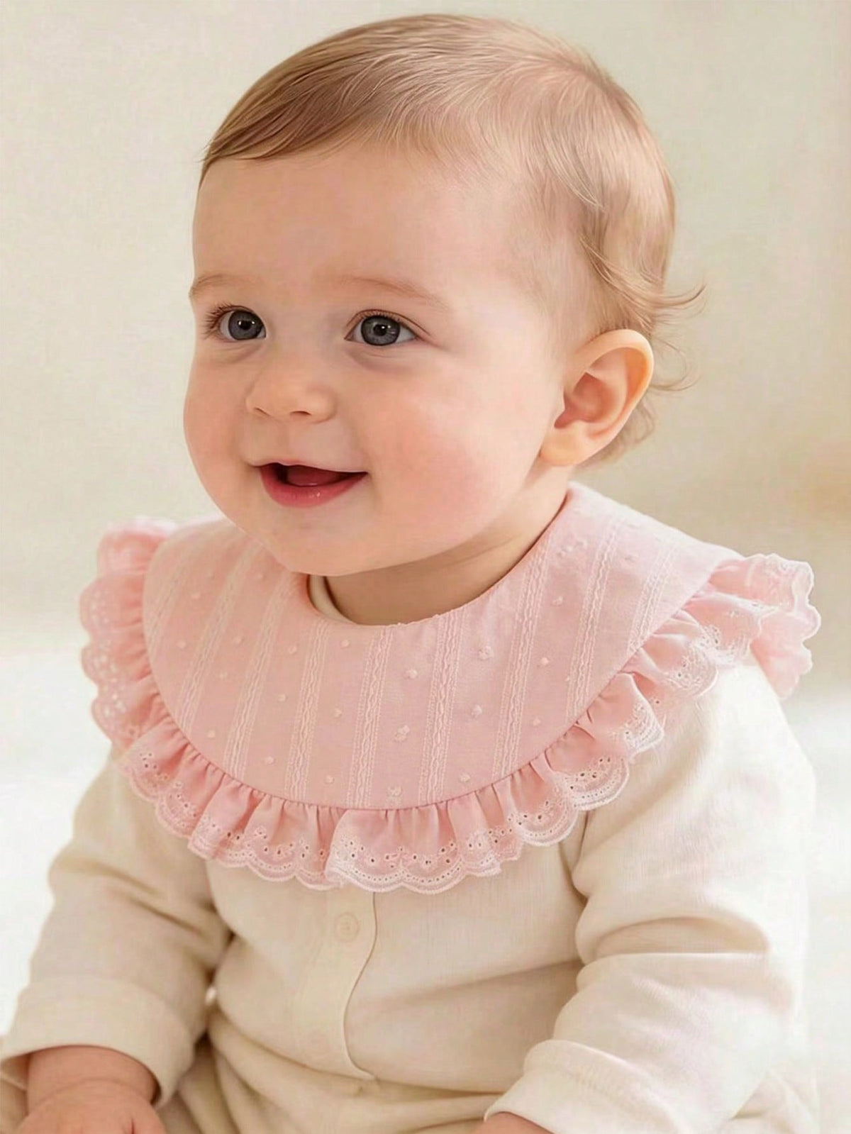 1pc Baby Princess Lace Flower Bibs, High-Quality Wedding Season Teething Drool Bibs, Floral Edging, Vintage Style Drool Bibs For Baby Girls, Suitable For Daily Outings And Gifts