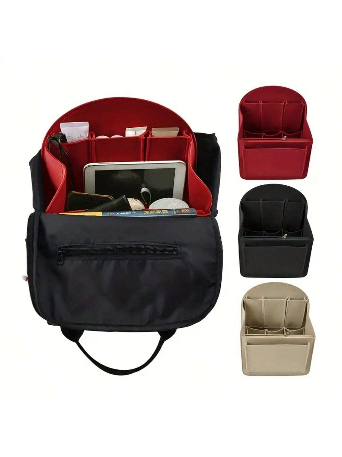 1pc Backpack Liner, Felt Backpack Liner Organizer Multi-Pocket Backpack Liner Shaper, Multi-Function Bag-In-Bag, Travel Backpack Liner Organizer With Zipper Design For Backpack Organizer Insert, Backp