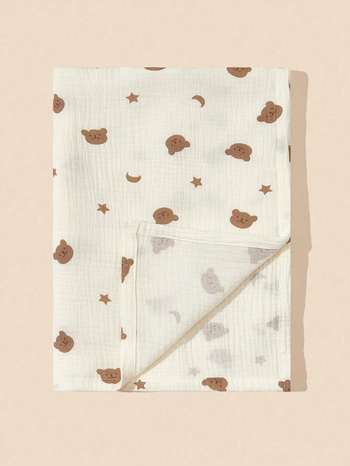 1pc Bear Pattern Baby Carrying Basket Cover, Made Of Breathable Cotton And Sunshade