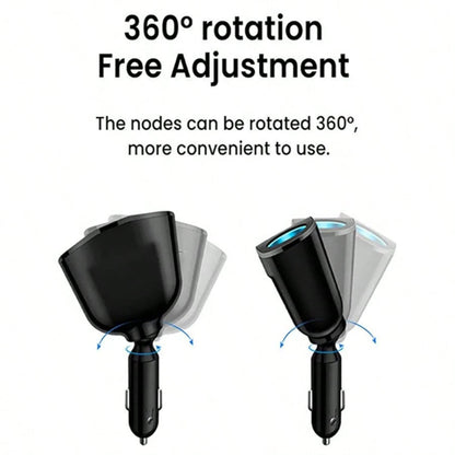 1pc Black ABS Multi-Function Digital Display Car Charger, Rapid Charging Dual USB + Type-C, Suitable For 12V/24V Vehicles