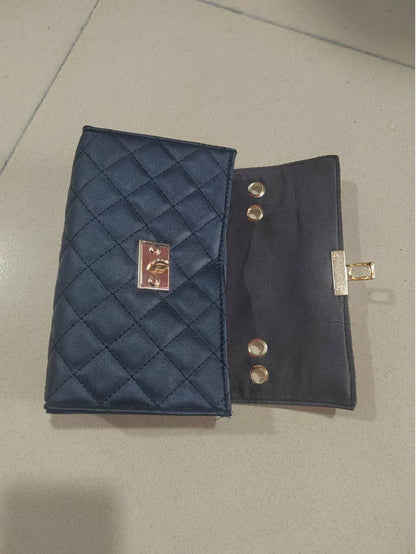 1pc Black Rhombus Pattern Chain Strap Women Satchel Bag, Fashion Light Quilted Flap Shoulder Crossbody Bag