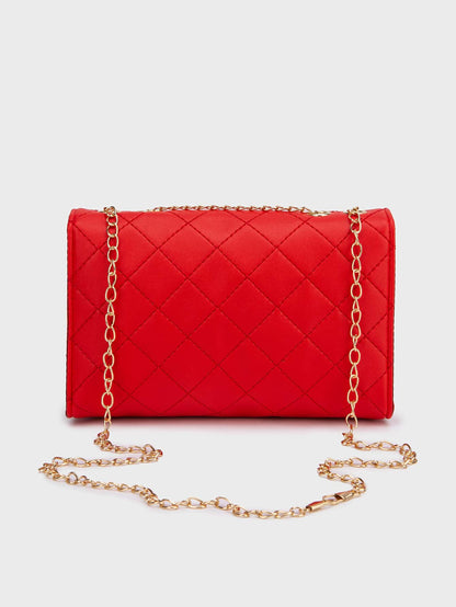 1pc Black Rhombus Pattern Chain Strap Women Satchel Bag, Fashion Light Quilted Flap Shoulder Crossbody Bag