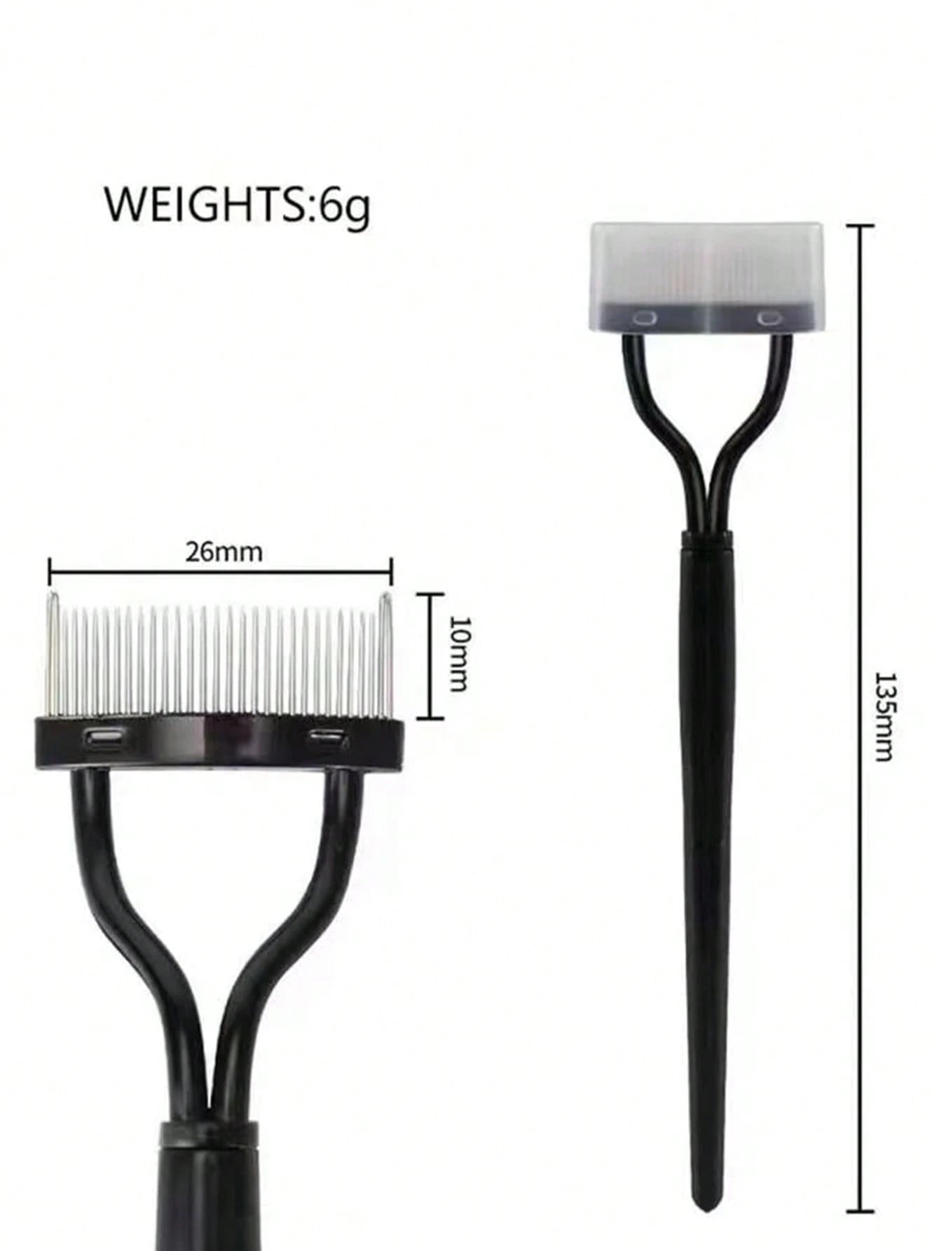 1pc Black Stainless Steel Eyelash Comb Set, Portable Fine-Toothed Lash Curling Auxiliary Tool, Eye Makeup Tool, False Eyelash Grooming Accessory