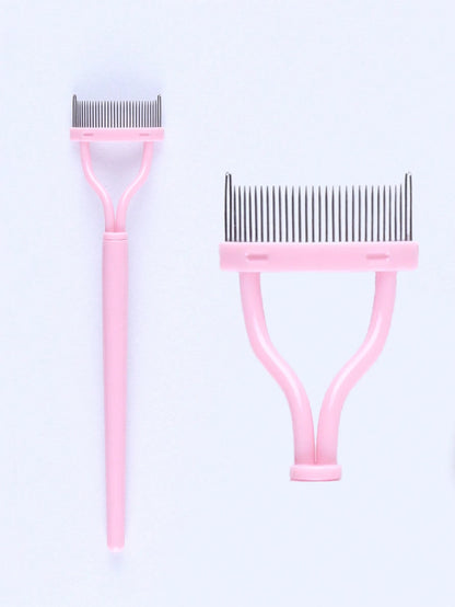 1pc Black Stainless Steel Eyelash Comb Set, Portable Fine-Toothed Lash Curling Auxiliary Tool, Eye Makeup Tool, False Eyelash Grooming Accessory