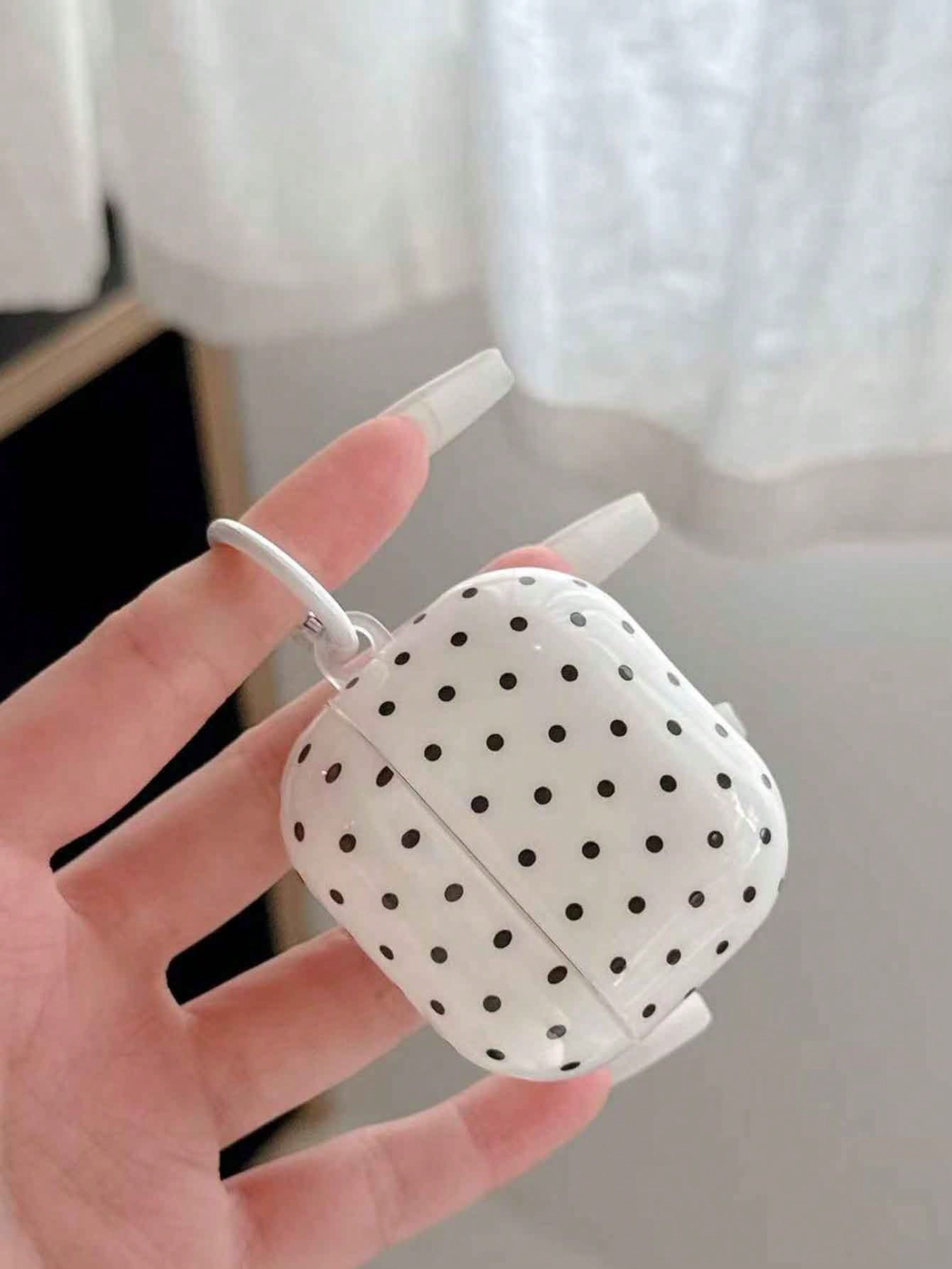 1pc Black/White/Pink/Blue/Pink Gray/Yellow Korean Style Minimalist Solid Color Small Polka Dot With Hanging Ring Earphone Case Compatible With Pro 3 New Pro 2 Protective Cover Pro Cute 4 Minimalist 3