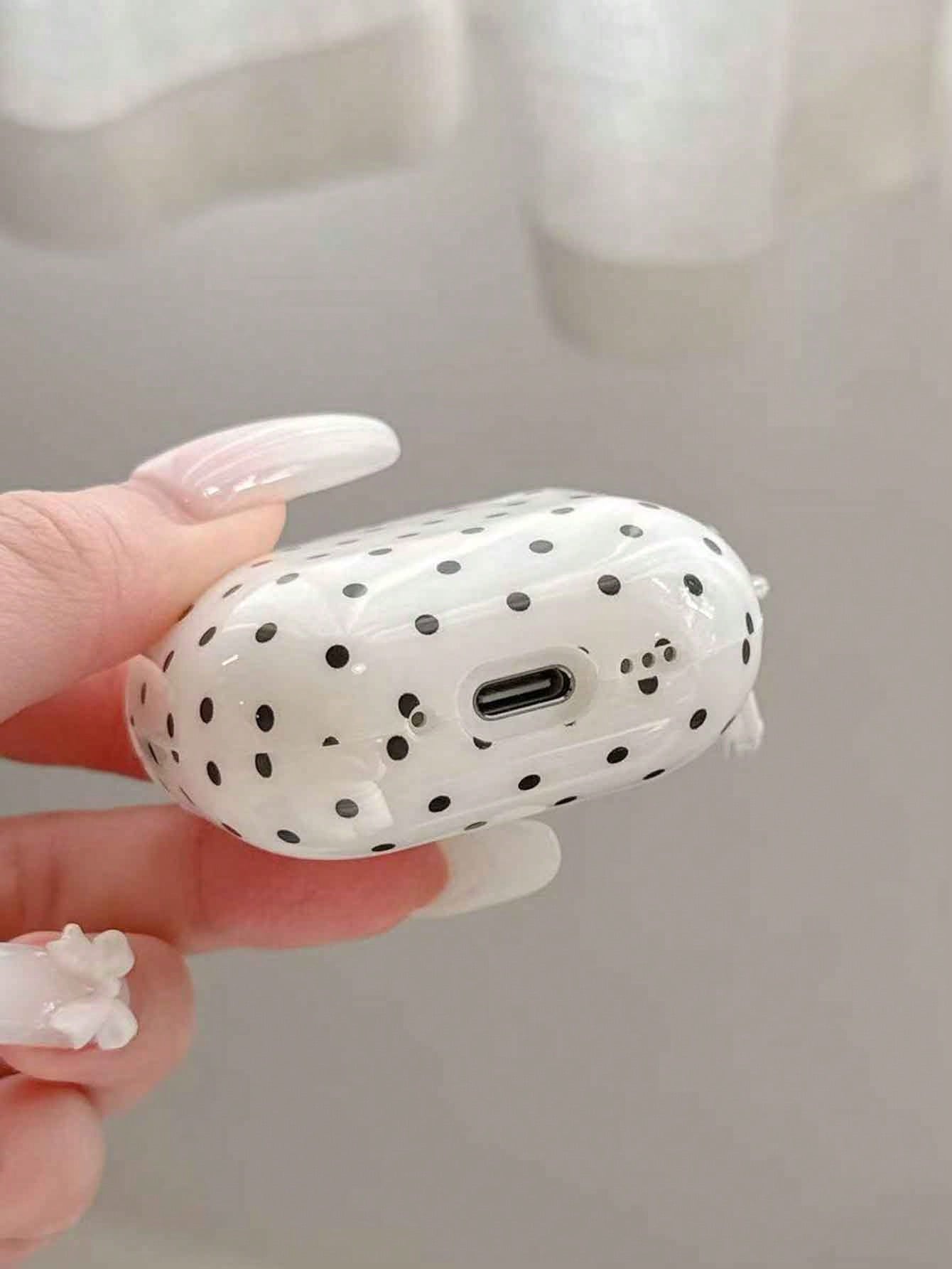 1pc Black/White/Pink/Blue/Pink Gray/Yellow Korean Style Minimalist Solid Color Small Polka Dot With Hanging Ring Earphone Case Compatible With Pro 3 New Pro 2 Protective Cover Pro Cute 4 Minimalist 3