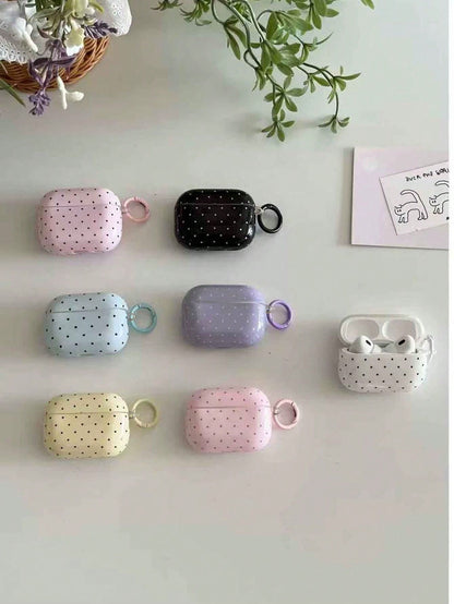 1pc Black/White/Pink/Blue/Pink Gray/Yellow Korean Style Minimalist Solid Color Small Polka Dot With Hanging Ring Earphone Case Compatible With Pro 3 New Pro 2 Protective Cover Pro Cute 4 Minimalist 3