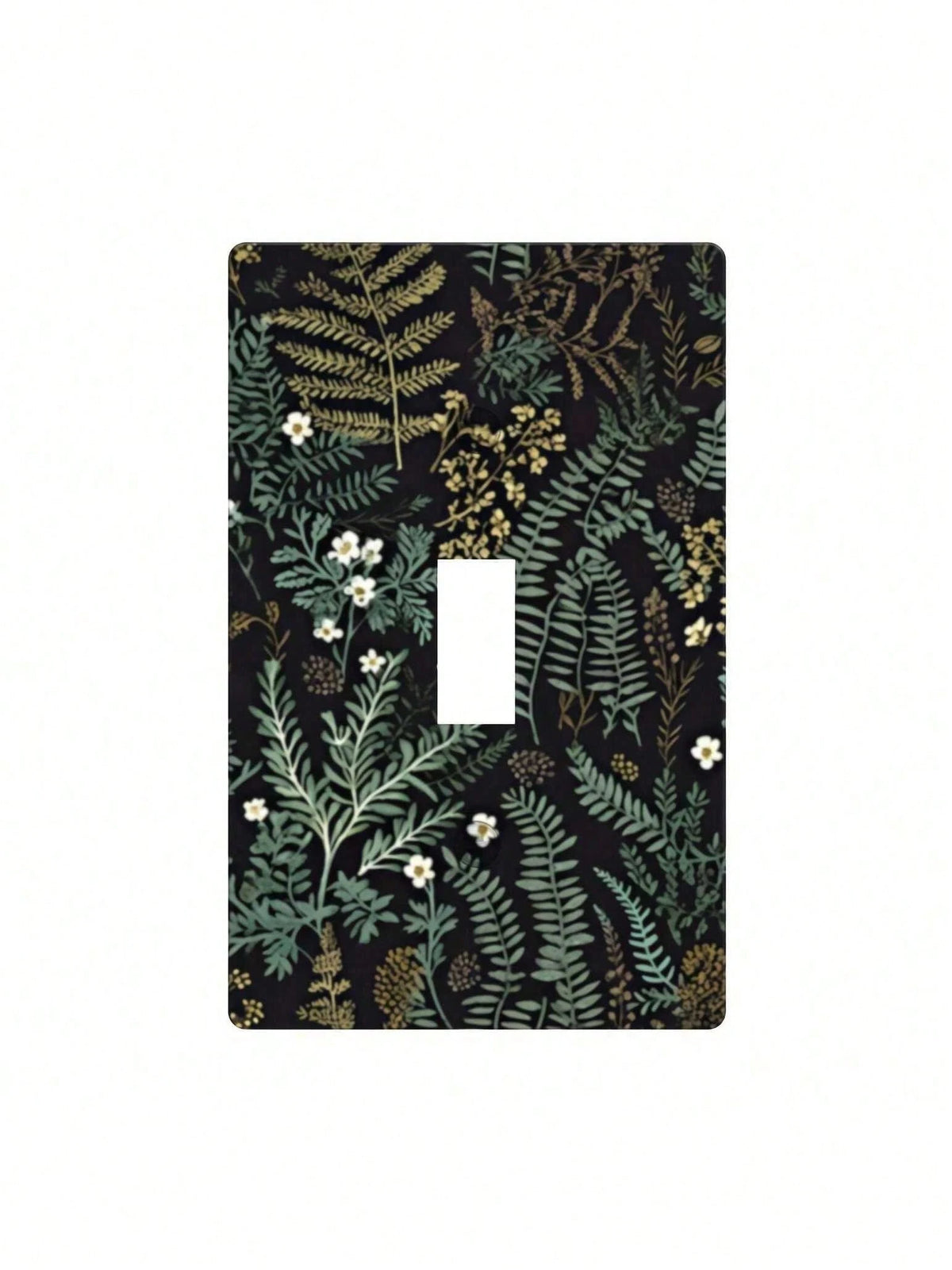 1pc Bohemian Floral Light Switch Cover- Green & Golden Botanical Outlet Plate With Single/Double Toggle & Gang Outlet Options, Easy Installation Mode