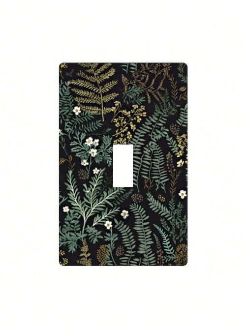 1pc Bohemian Floral Light Switch Cover- Green & Golden Botanical Outlet Plate With Single/Double Toggle & Gang Outlet Options, Easy Installation Mode