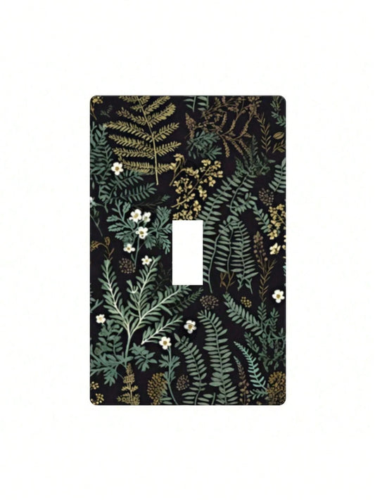 1pc Bohemian Floral Light Switch Cover- Green & Golden Botanical Outlet Plate With Single/Double Toggle & Gang Outlet Options, Easy Installation Mode