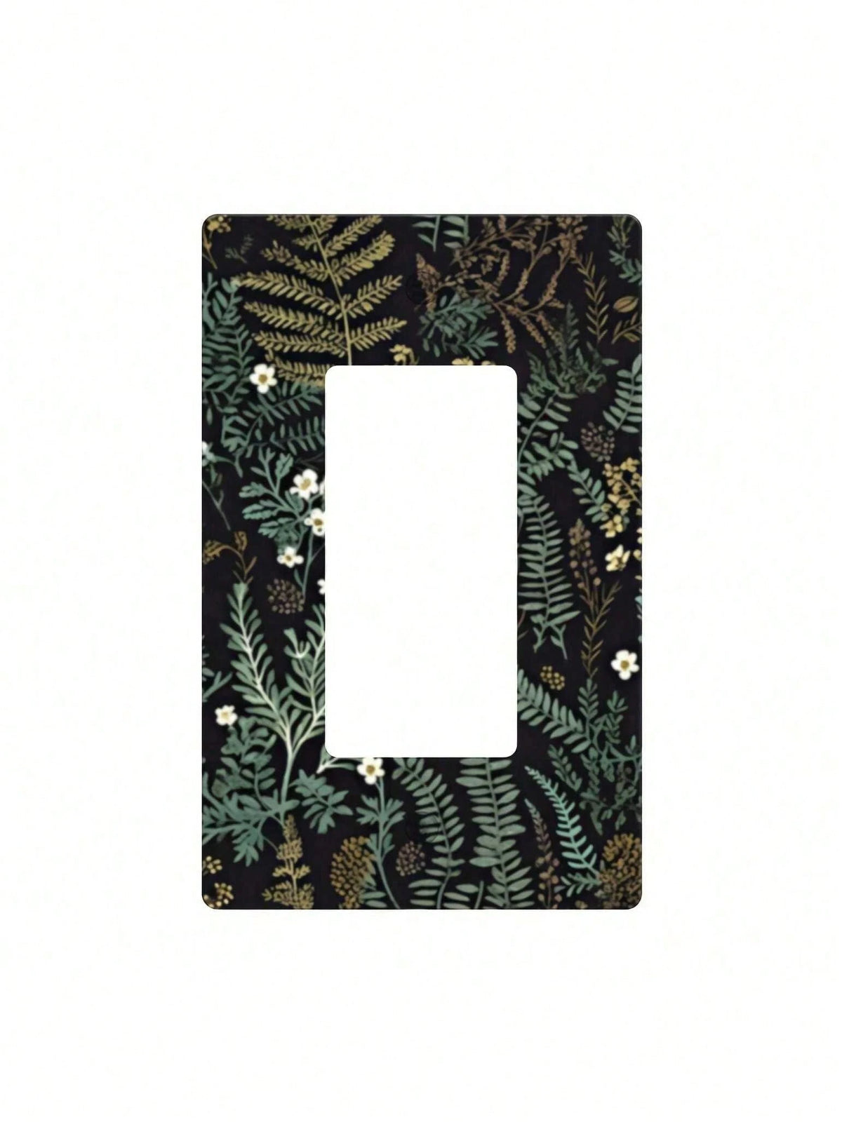 1pc Bohemian Floral Light Switch Cover- Green & Golden Botanical Outlet Plate With Single/Double Toggle & Gang Outlet Options, Easy Installation Mode