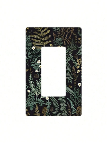 1pc Bohemian Floral Light Switch Cover- Green & Golden Botanical Outlet Plate With Single/Double Toggle & Gang Outlet Options, Easy Installation Mode