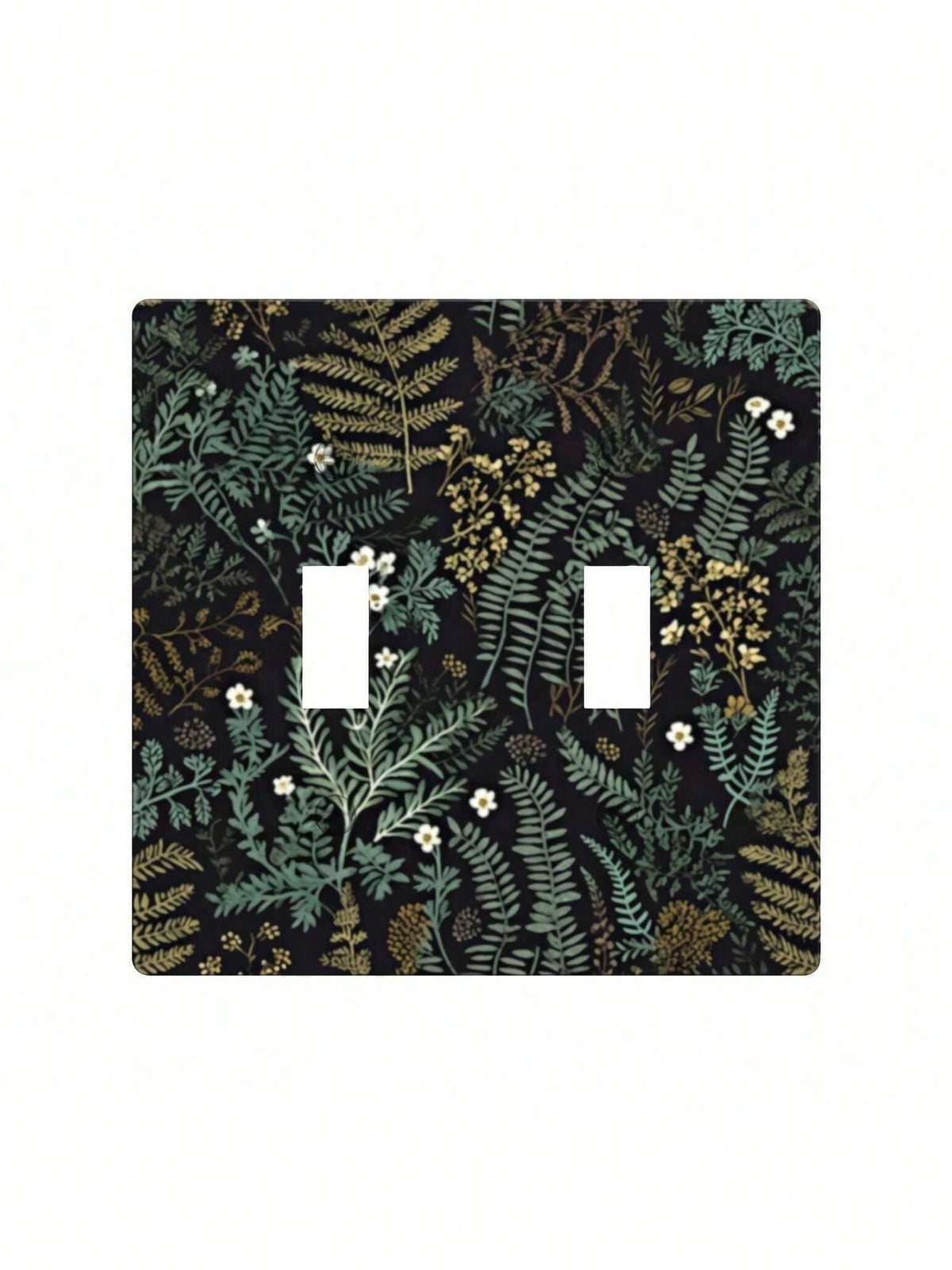 1pc Bohemian Floral Light Switch Cover- Green & Golden Botanical Outlet Plate With Single/Double Toggle & Gang Outlet Options, Easy Installation Mode