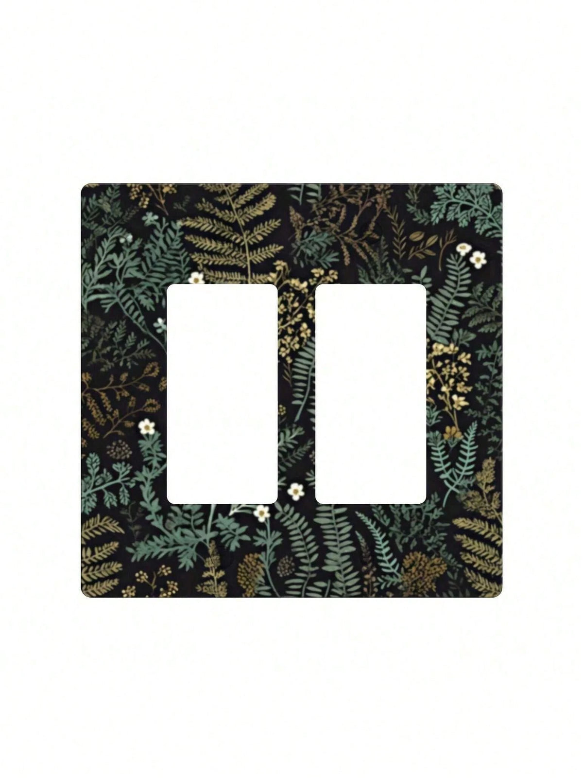 1pc Bohemian Floral Light Switch Cover- Green & Golden Botanical Outlet Plate With Single/Double Toggle & Gang Outlet Options, Easy Installation Mode