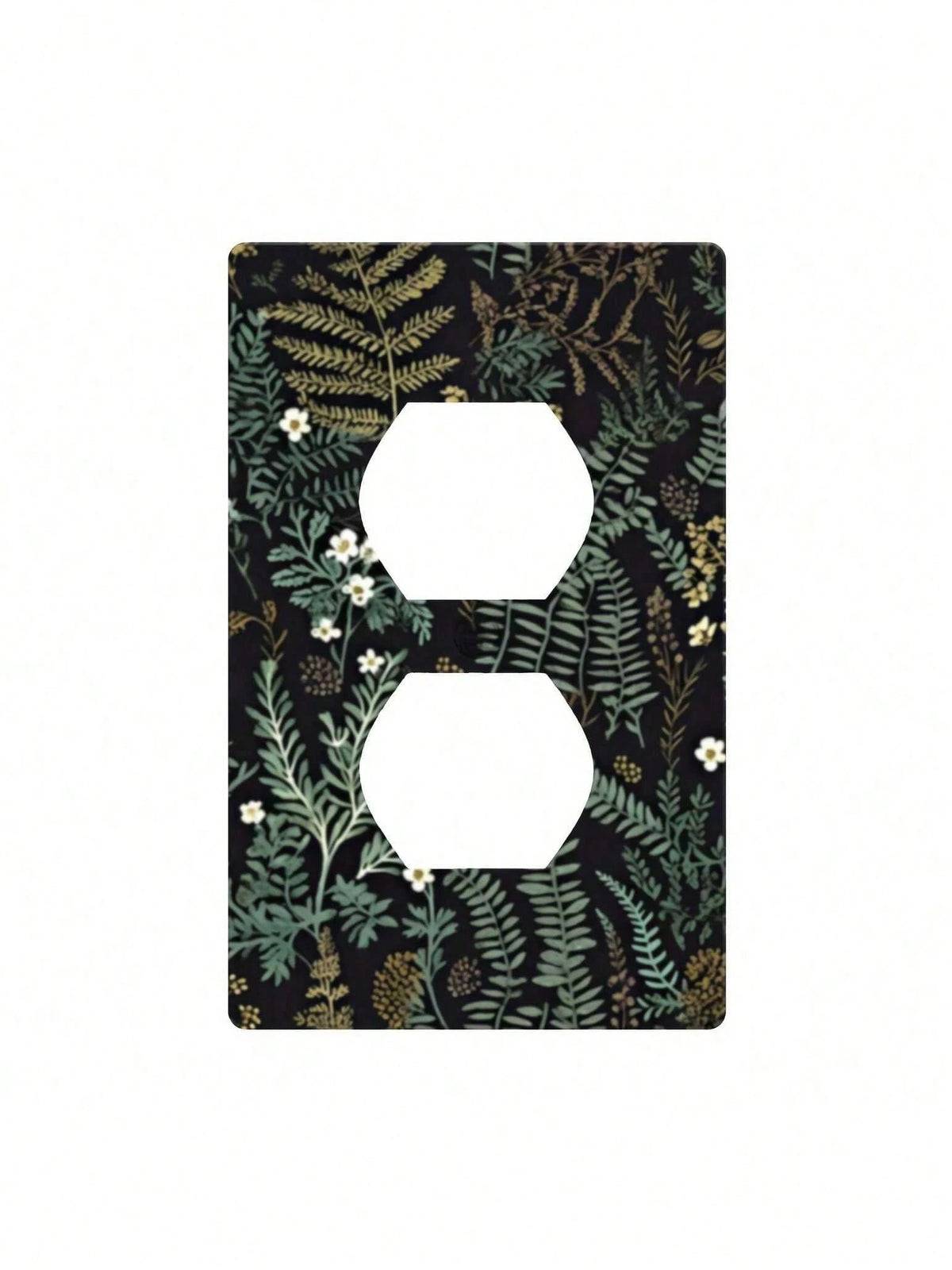 1pc Bohemian Floral Light Switch Cover- Green & Golden Botanical Outlet Plate With Single/Double Toggle & Gang Outlet Options, Easy Installation Mode