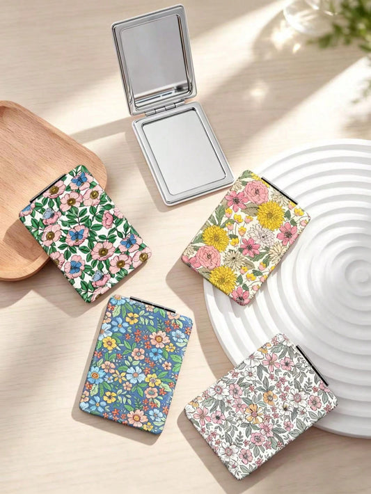 1PC British Country Style Portable Folding Compact Mirror, Ultra-Thin Lightweight Durable PU Leather, Suitable For Various Occasions, Travel, Party, Work, School, Suitable For All Ages