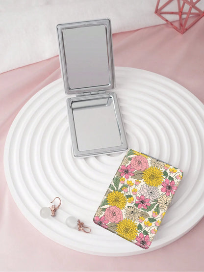 1PC British Country Style Portable Folding Compact Mirror, Ultra-Thin Lightweight Durable PU Leather, Suitable For Various Occasions, Travel, Party, Work, School, Suitable For All Ages