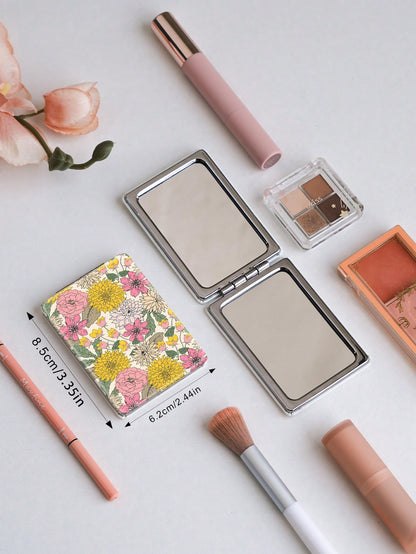 1PC British Country Style Portable Folding Compact Mirror, Ultra-Thin Lightweight Durable PU Leather, Suitable For Various Occasions, Travel, Party, Work, School, Suitable For All Ages