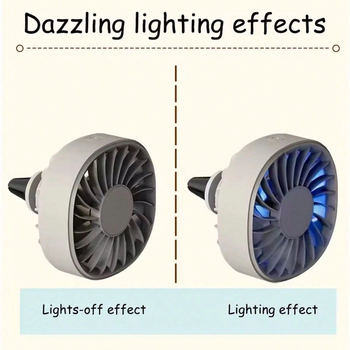 1pc Car Air Vent Cooling Fan, Adjustable USB Powered, Powerful 7-Blade Turbo Fan, Gradient Colorful Ambient Light, Low Noise, Multi-Function Mini Car Interior Fan Cooler