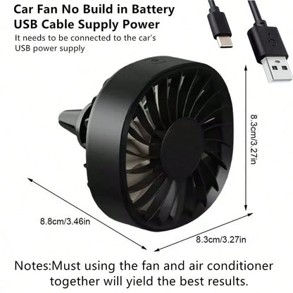 1pc Car Air Vent Cooling Fan, Adjustable USB Powered, Powerful 7-Blade Turbo Fan, Gradient Colorful Ambient Light, Low Noise, Multi-Function Mini Car Interior Fan Cooler