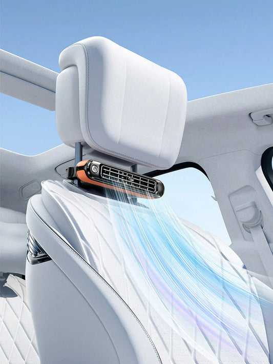 1pc Car Cooling Fan, Rear Seat Headrest Fan, Adjustable Speed, USB Powered Bladeless Strong Electric Air Circulator Fan