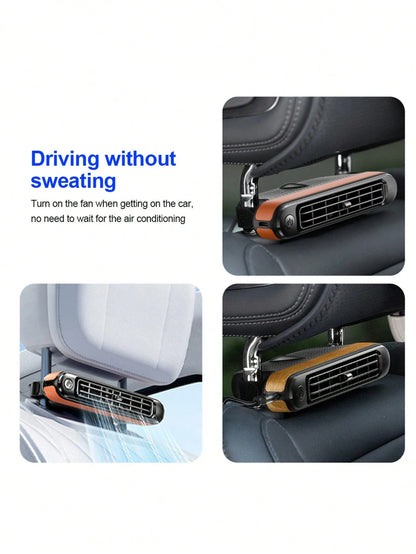 1pc Car Cooling Fan, Rear Seat Headrest Fan, Adjustable Speed, USB Powered Bladeless Strong Electric Air Circulator Fan