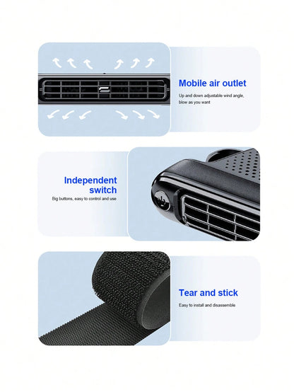 1pc Car Cooling Fan, Rear Seat Headrest Fan, Adjustable Speed, USB Powered Bladeless Strong Electric Air Circulator Fan