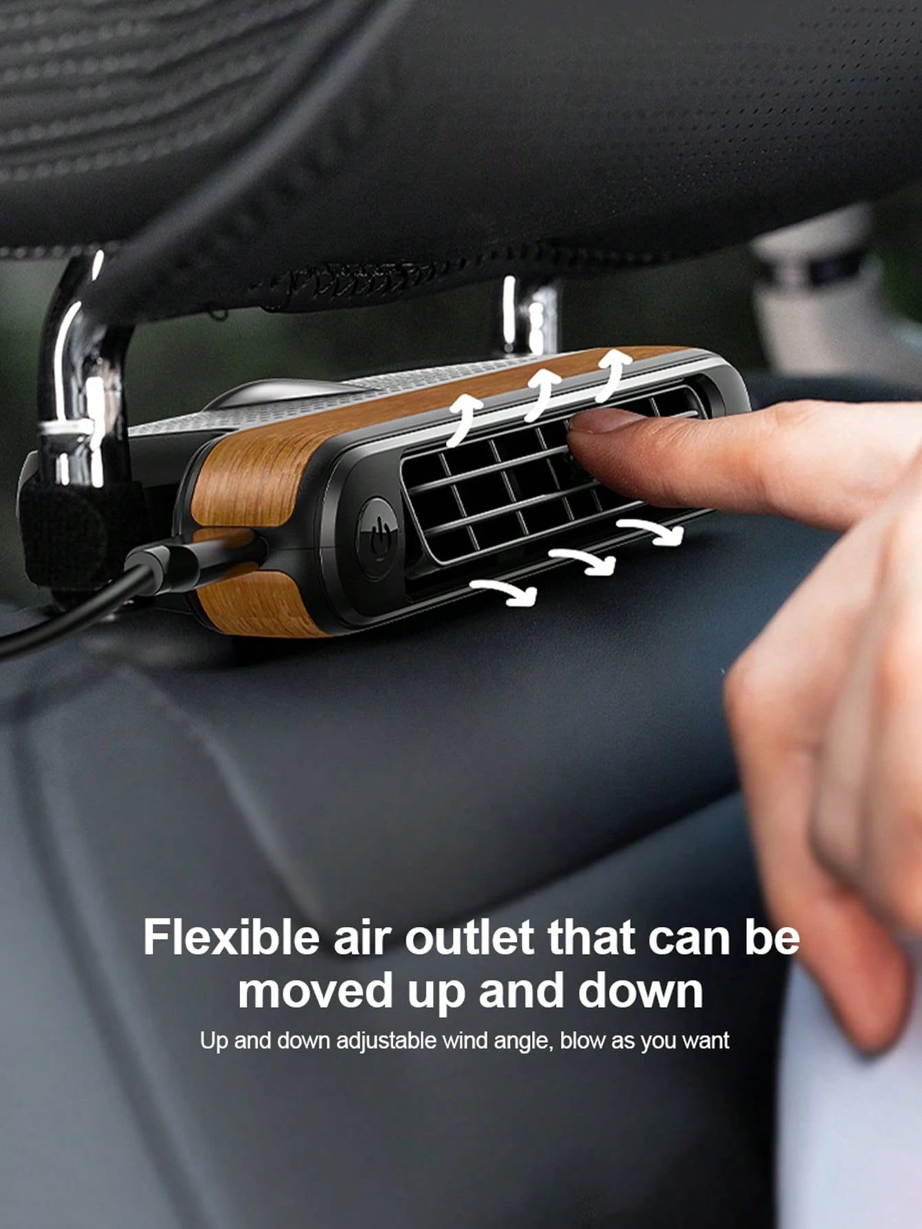 1pc Car Cooling Fan, Rear Seat Headrest Fan, Adjustable Speed, USB Powered Bladeless Strong Electric Air Circulator Fan