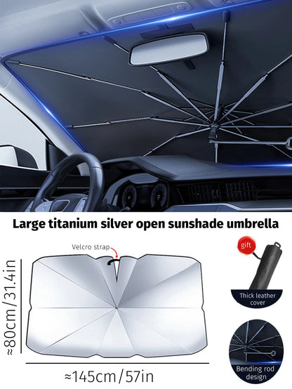 1pc Car Front Windshield Sun Shade, Reflects UV Rays, Protects Dashboard From Sun Exposure, Foldable, Suitable For SUV, Off-Road Vehicle, Truck And Other Car Models
