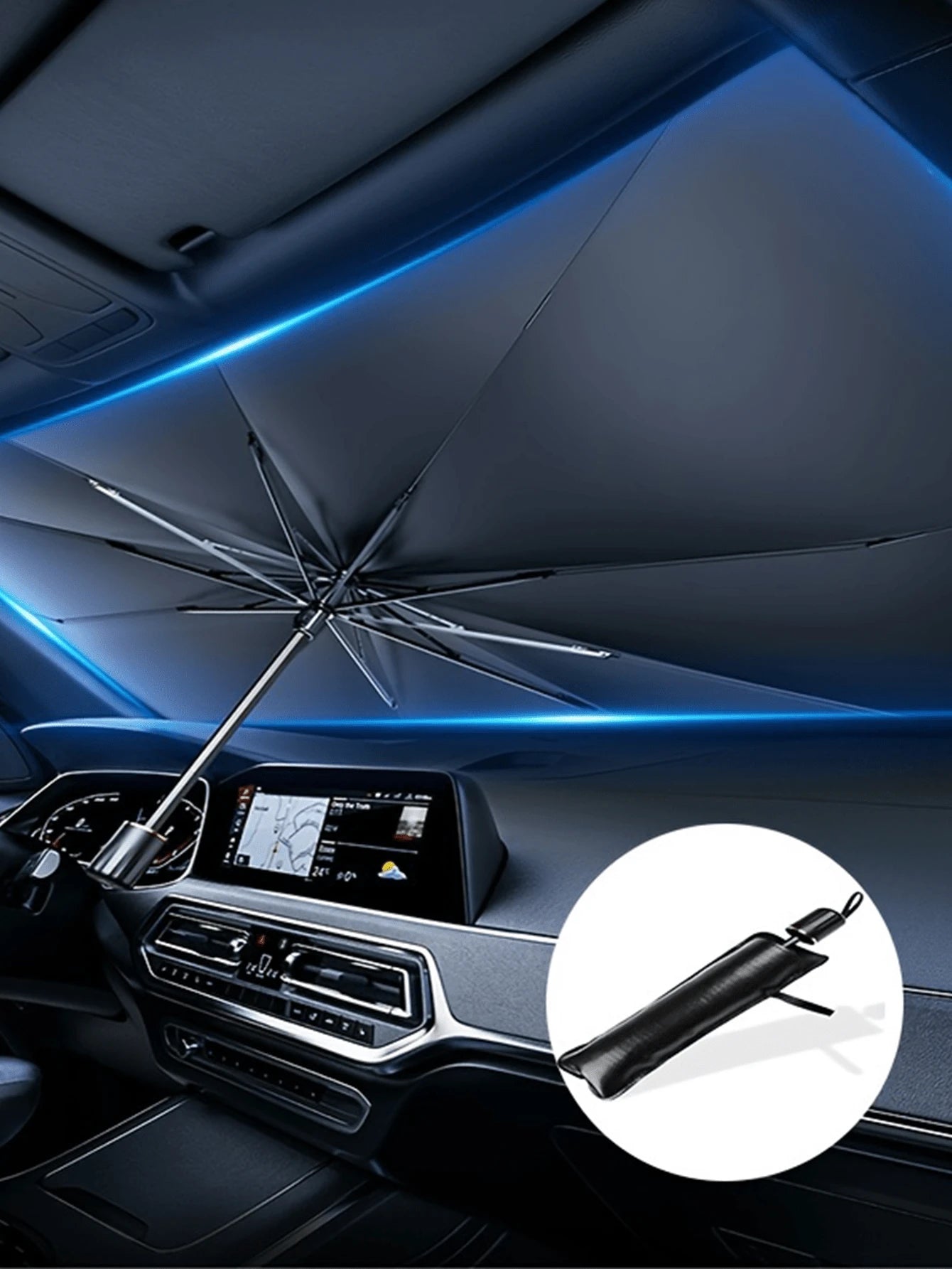 1pc Car Front Windshield Sun Shade, Reflects UV Rays, Protects Dashboard From Sun Exposure, Foldable, Suitable For SUV, Off-Road Vehicle, Truck And Other Car Models