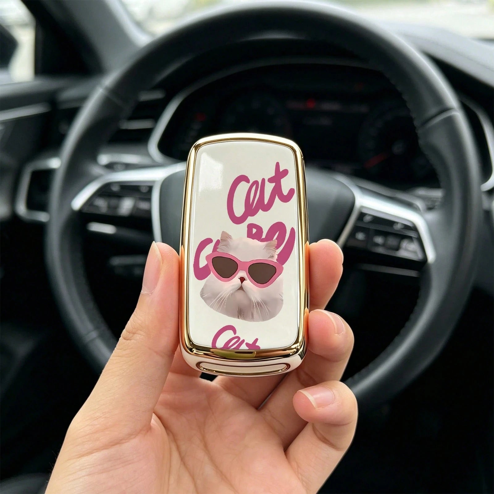 1pc Car Key Case- Print,Suitable For Jetta Mk6, Polo Mk5, Golf Mk6, Tiguan Mk1, Passat B7, Passat NMS, Caddy Mk3, Beetle, Amarok, Touran Mk1. Advanced Soft-Touch, Does Not Block Signal, Unisex.