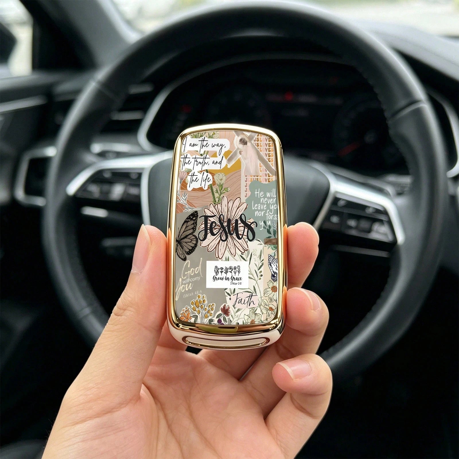 1pc Car Key Case- Print,Suitable For Jetta Mk6, Polo Mk5, Golf Mk6, Tiguan Mk1, Passat B7, Passat NMS, Caddy Mk3, Beetle, Amarok, Touran Mk1. Advanced Soft-Touch, Does Not Block Signal, Unisex.