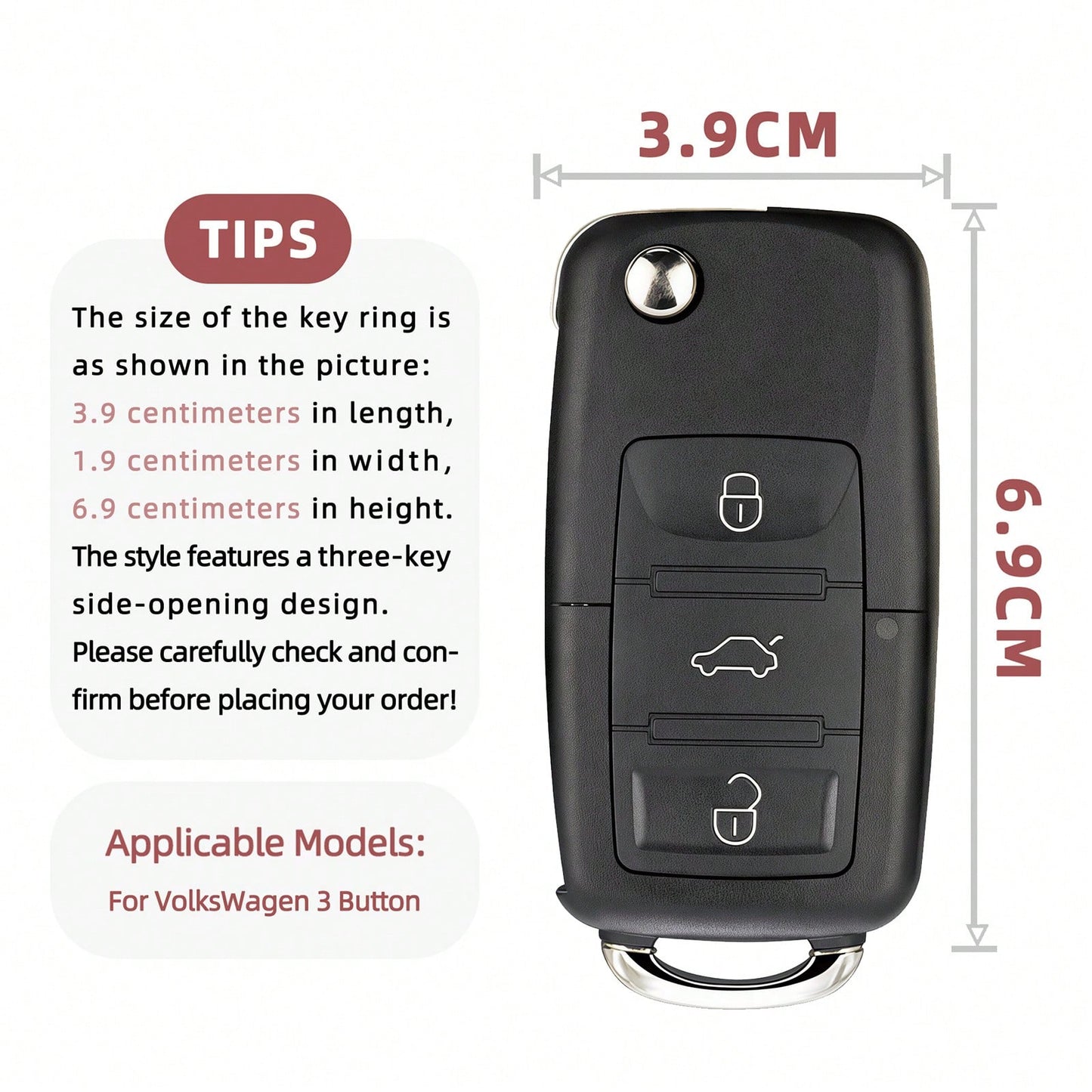 1pc Car Key Case- Print,Suitable For Jetta Mk6, Polo Mk5, Golf Mk6, Tiguan Mk1, Passat B7, Passat NMS, Caddy Mk3, Beetle, Amarok, Touran Mk1. Advanced Soft-Touch, Does Not Block Signal, Unisex.