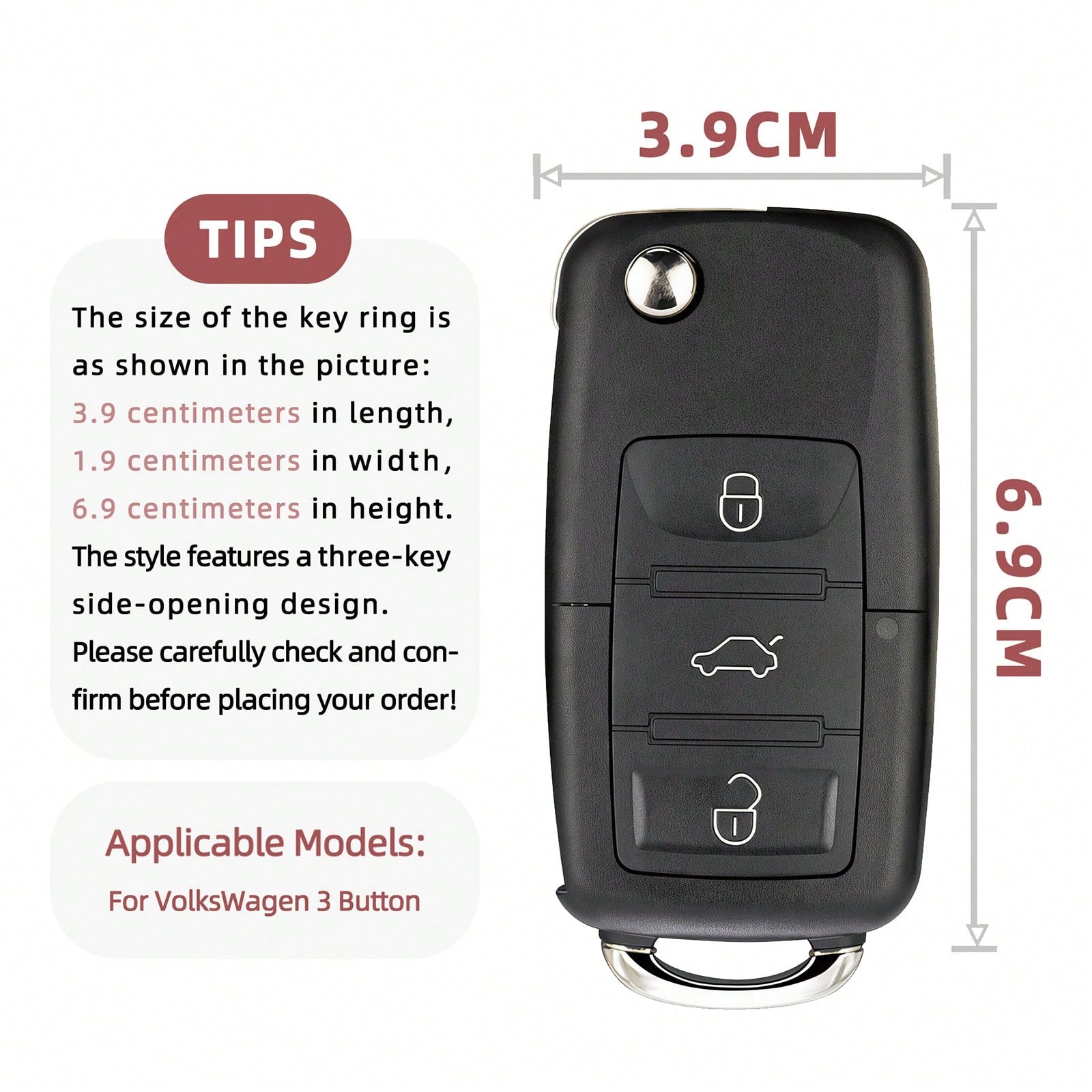 1pc Car Key Case- Print,Suitable For Jetta Mk6, Polo Mk5, Golf Mk6, Tiguan Mk1, Passat B7, Passat NMS, Caddy Mk3, Beetle, Amarok, Touran Mk1. Advanced Soft-Touch, Does Not Block Signal, Unisex.